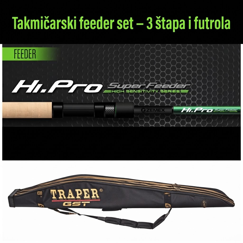 Takmičarski FEEDER set – ZEMEX tri štapa + futrola TRAPER